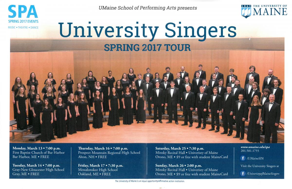 University Singers Spring Concert Tour