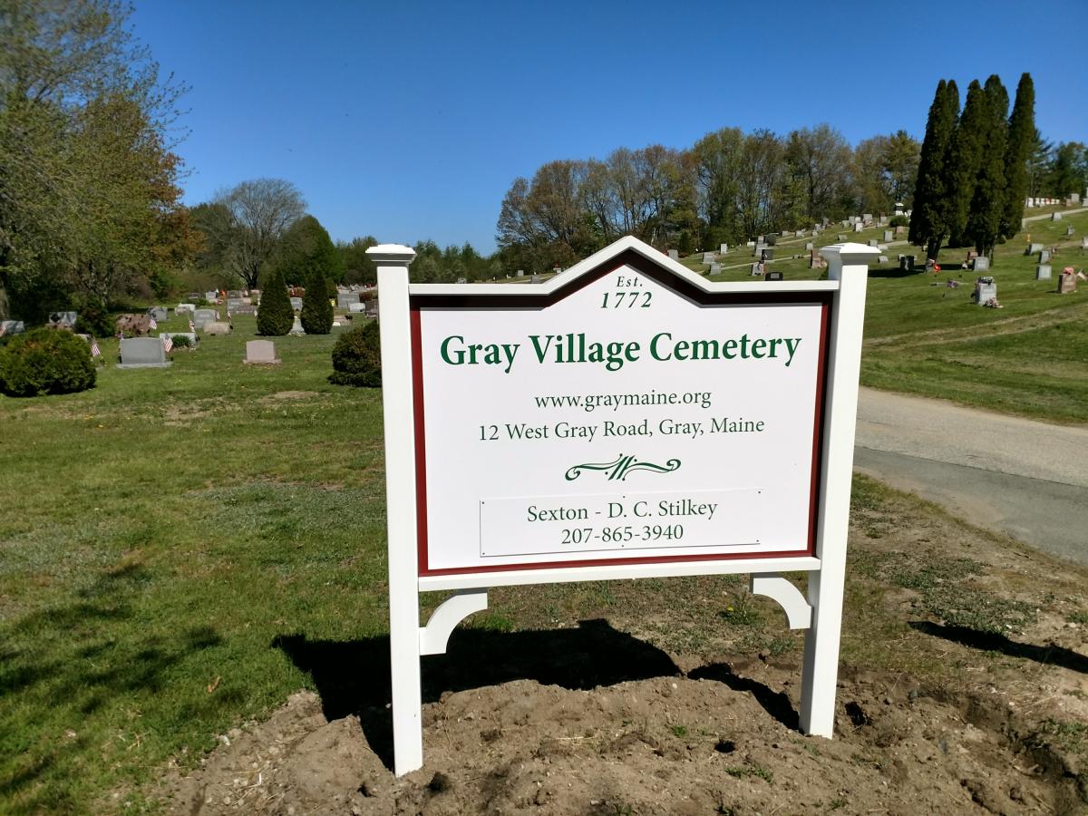 photo of Gray Village Cemetery Sign